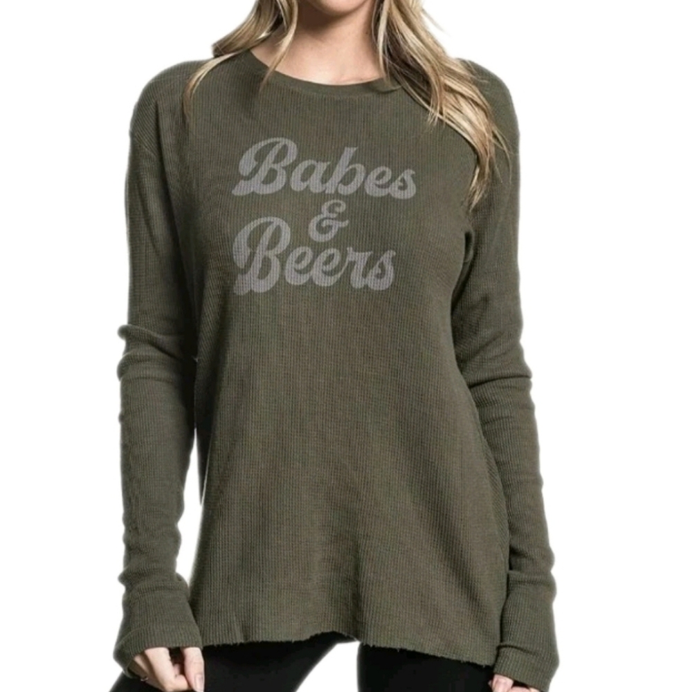 Chillionaire Babes & Beers LS Thermal In Olive Green